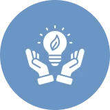 Eco innovation symbol in blue circle
